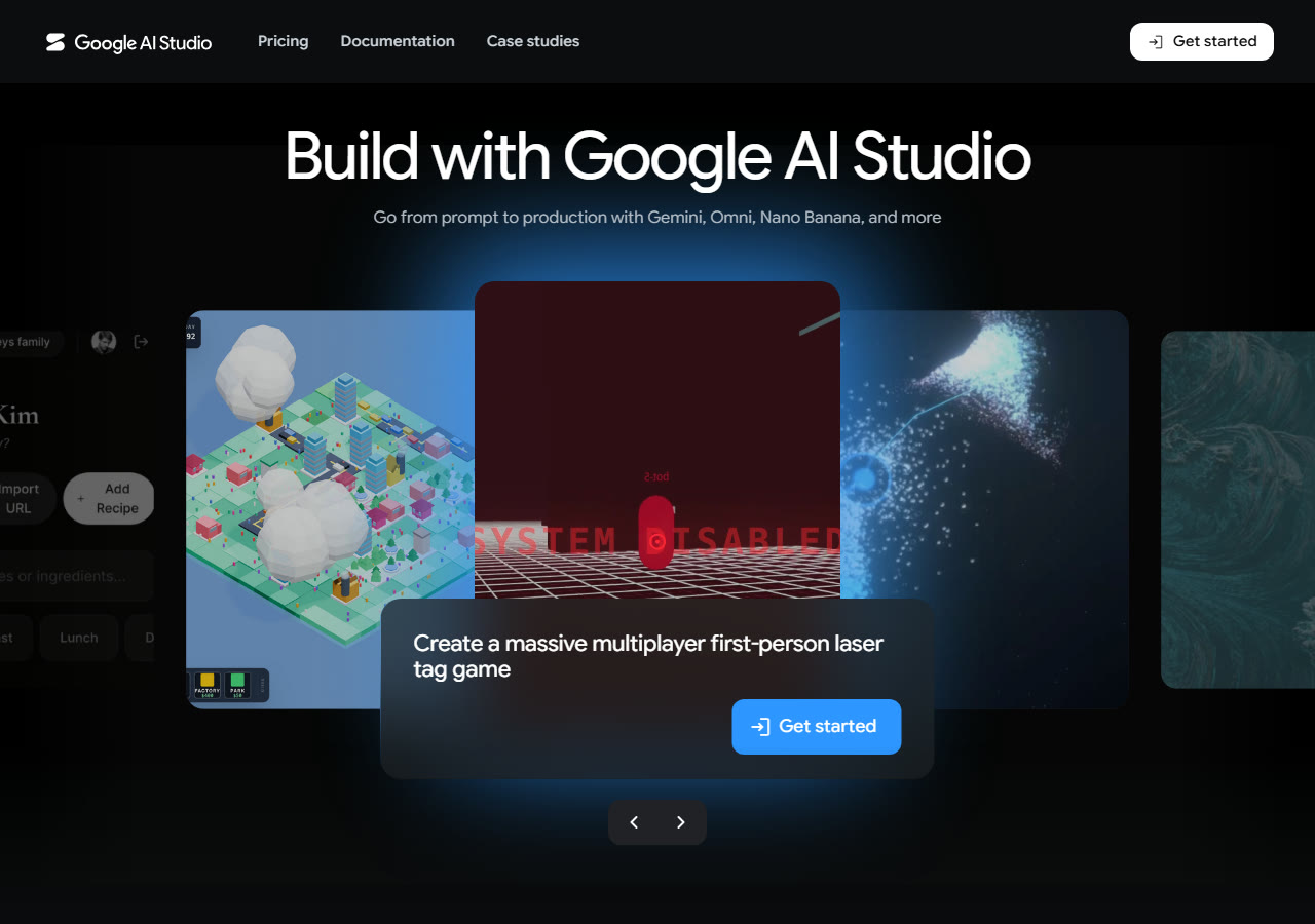 Google AI Studio homepage at aistudio.google.com, captured 29 October 2026