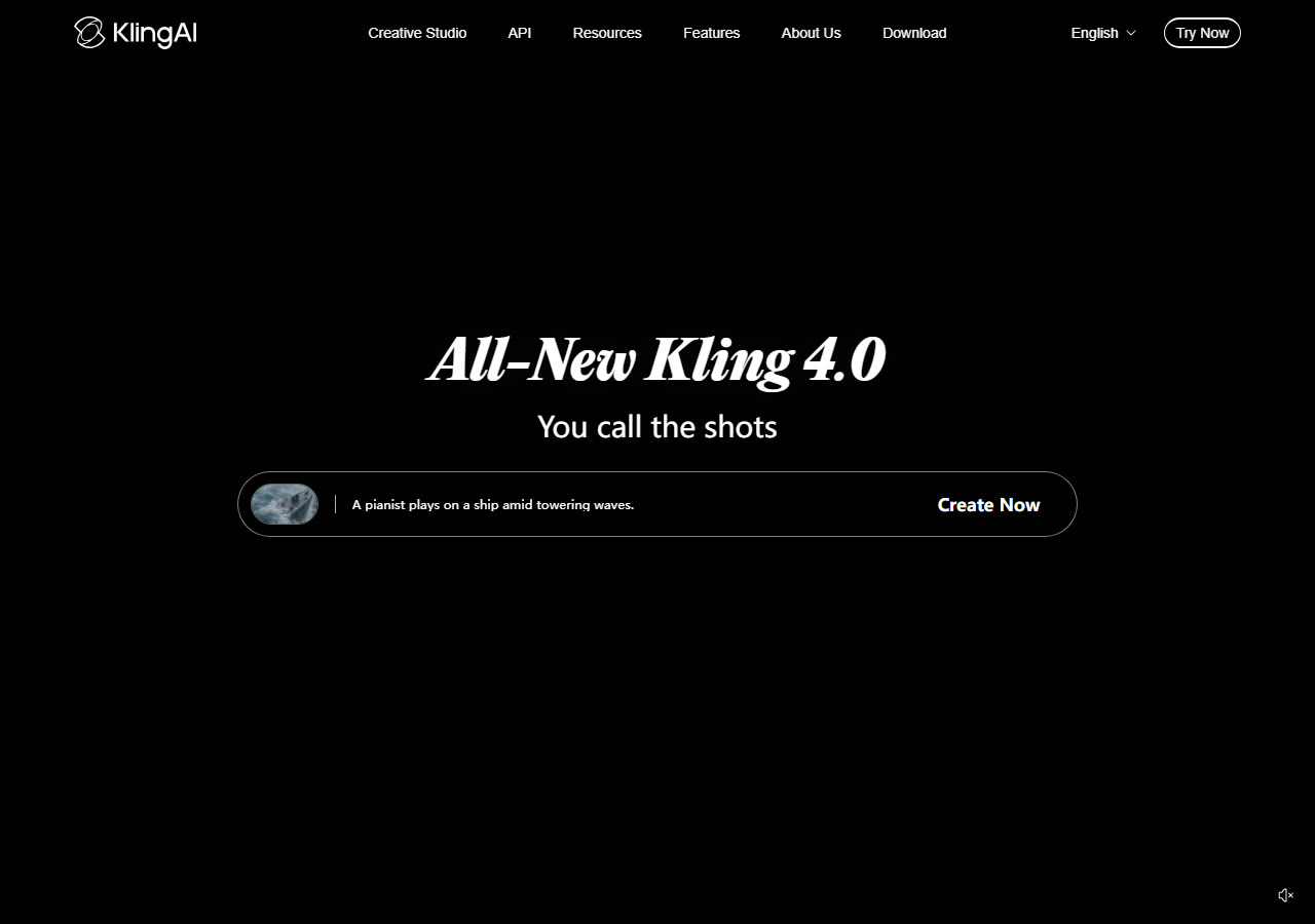 Kling AI homepage at kling.ai, captured 29 October 2026