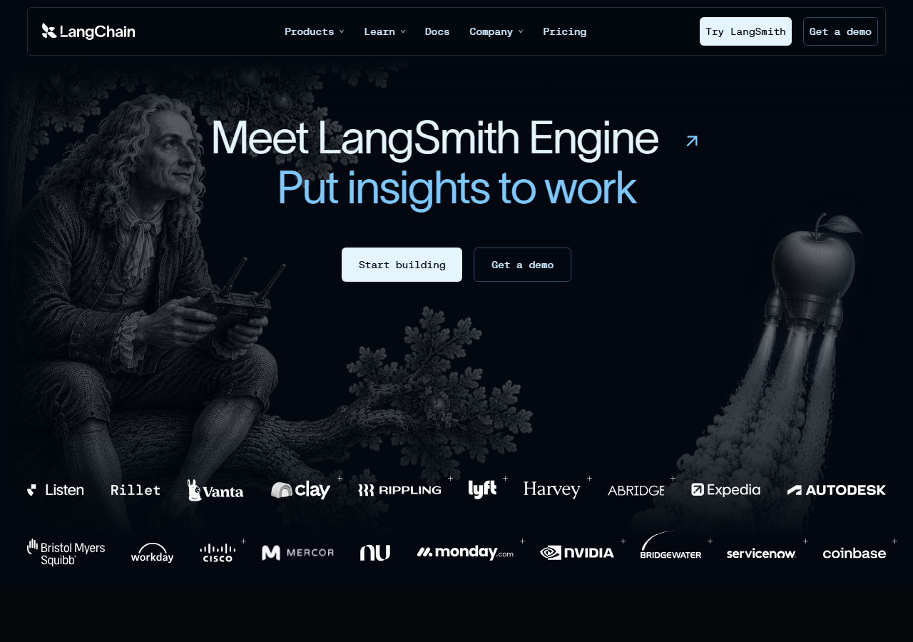 LangChain homepage at langchain.com, captured 29 October 2026