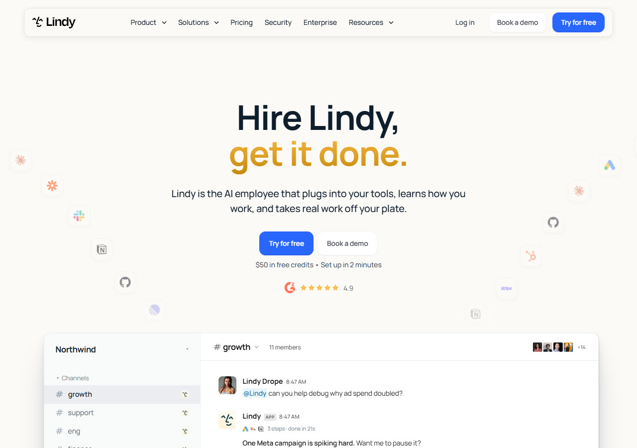 Lindy homepage at lindy.ai, captured 29 October 2026