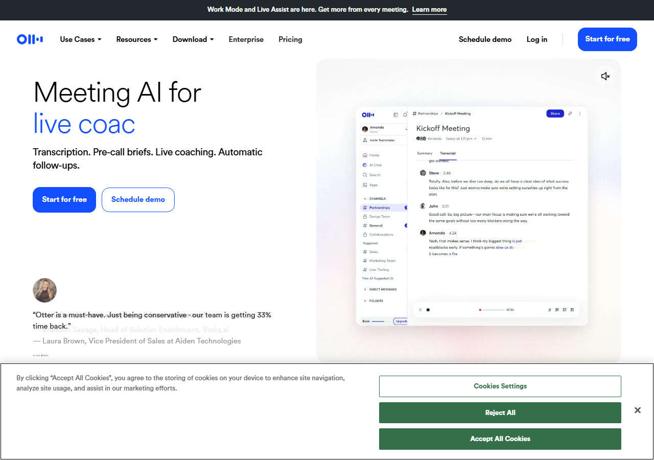 Otter.ai homepage at otter.ai, captured 29 October 2026