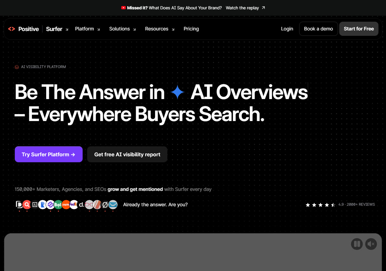 Surfer homepage at surfer.ai, captured 29 October 2026